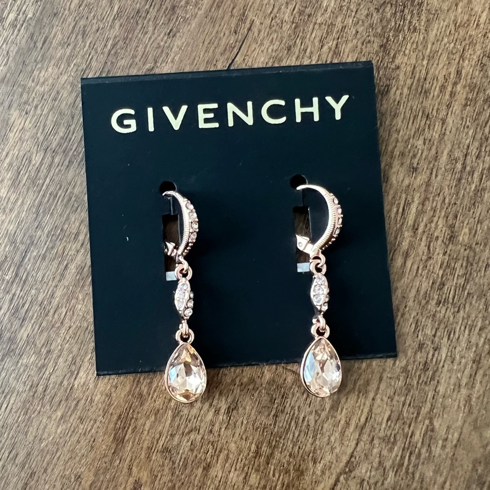 NWT Givenchy Rose Gold Crystal Drop Earrings